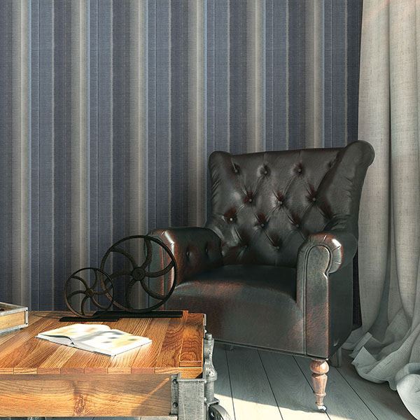 Flat Iron Blue Stripe  | Brewster Wallcovering - The WorkRm