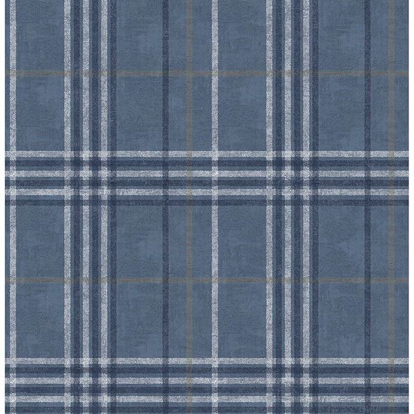 Brewster Wallcovering-Rockefeller Navy Plaid