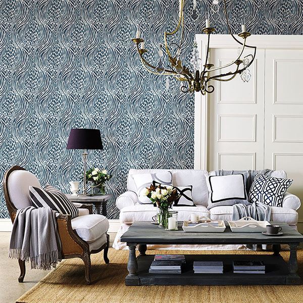 Splendid Blue Animal Print Wallpaper  | Brewster Wallcovering - The WorkRm