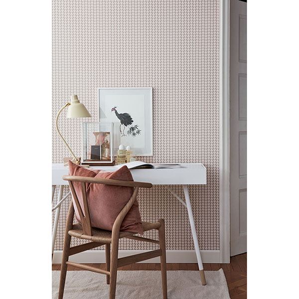 Arne Blush Geometric Wallpaper - Brewster Wallcovering