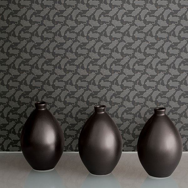 Moomintroll Dark Grey Novelty Wallpaper - Brewster Wallcovering