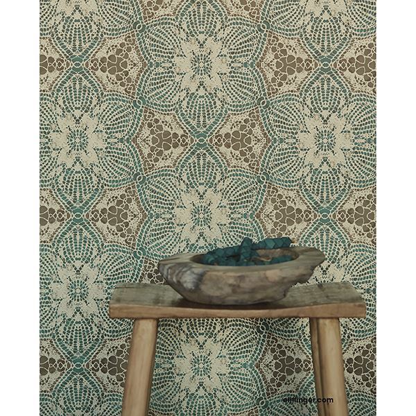 Medallion Teal Seychelles Wallpaper  | Brewster Wallcovering - The WorkRm