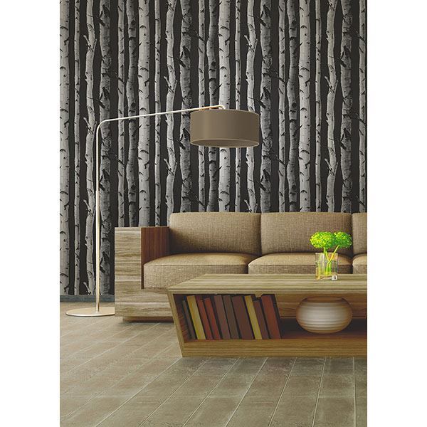 distinctive-black-birch-tree-wallpaper-york-wallcoverings-2900-31052 - York Wallcoverings Papel pintado