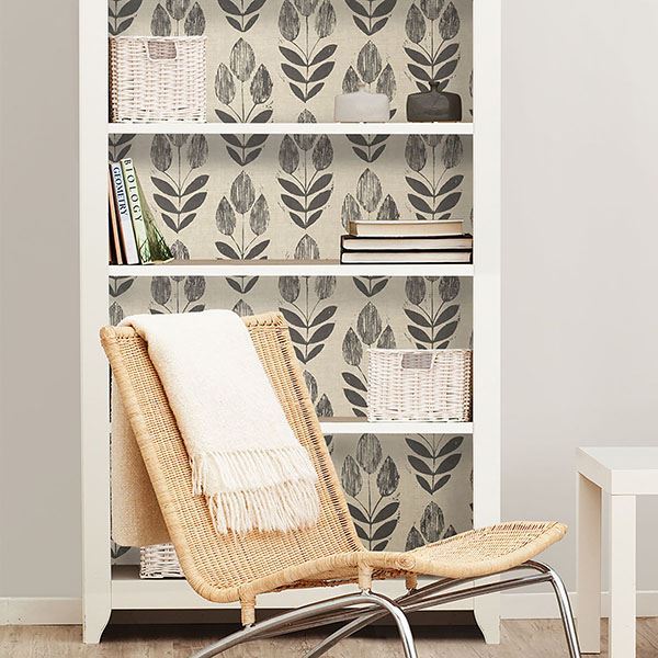 Folk Tulip Peel Stick Wallpaper - York Wallcoverings - NUS2459 - York Wallcoverings Wallpaper