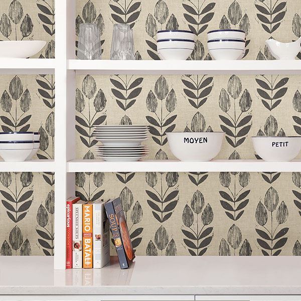 Folk Tulip Peel Stick Wallpaper - York Wallcoverings - NUS2459 - York Wallcoverings Wallpaper