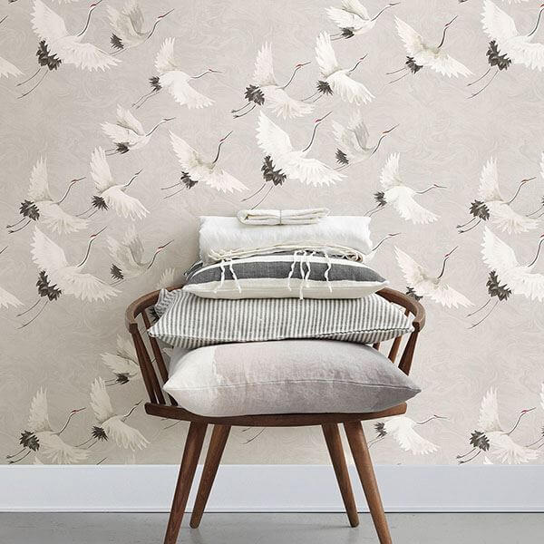 windsong-grey-crane-wallpaper-york-wallcoverings-2764-24304 - York Wallcoverings Wallpaper
