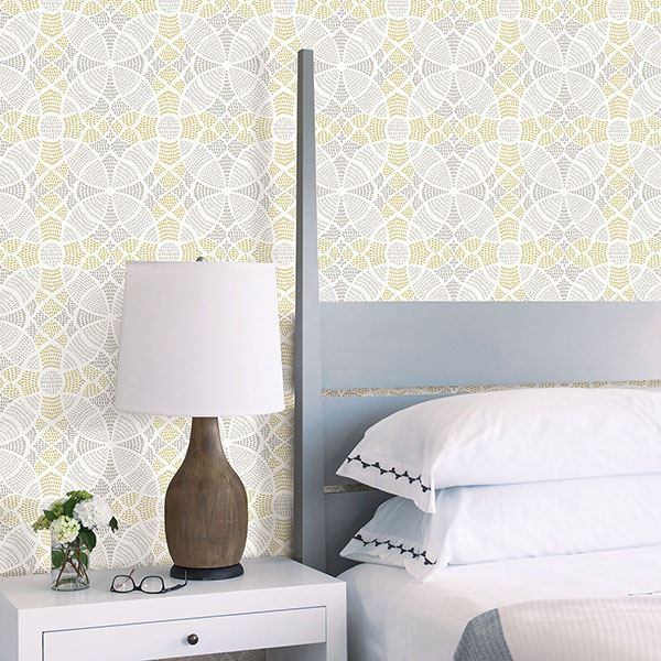 Zazen Yellow Geometric Wallpaper  | Brewster Wallcovering