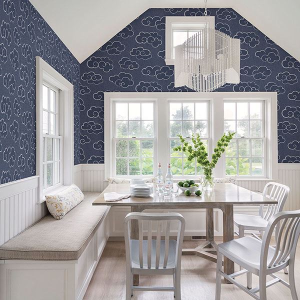 Skylark Navy Cloud Wallpaper  | Brewster Wallcovering - The WorkRm