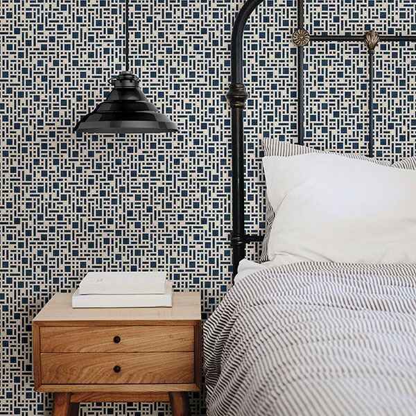 Bento Indigo Geometric Wallpaper - York Wallcoverings - 2764-24339 - York Wallcoverings Wallpaper