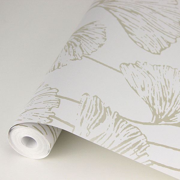 Reverie Grey Ginkgo Wallpaper - Brewster Wallcovering