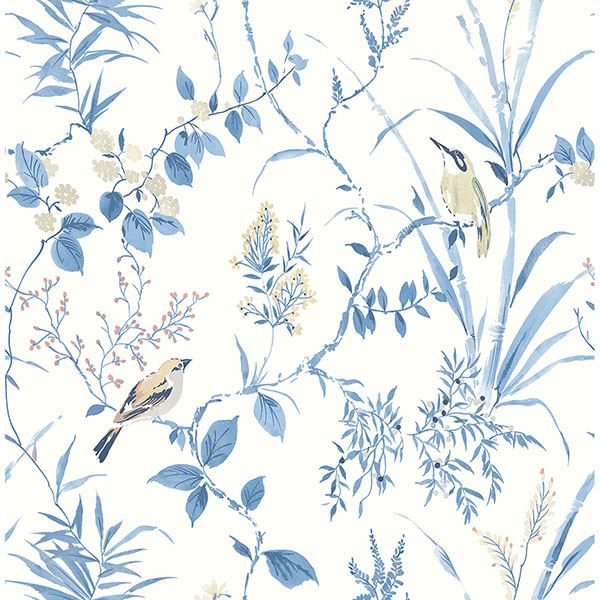 Brewster Wallcovering-Imperial Garden Blue Botanical Wallpaper