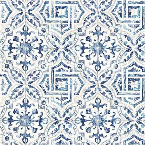 Sonoma Blue Spanish Tile Wallpaper - York Wallcoverings - 3117-12332