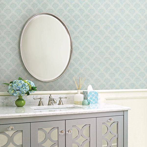 Bixby Turquoise Geometric Wallpaper  | Brewster Wallcovering - The WorkRm