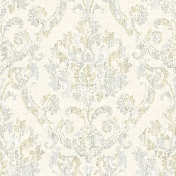 Picture of Shasta Grey Damask Wallpaper