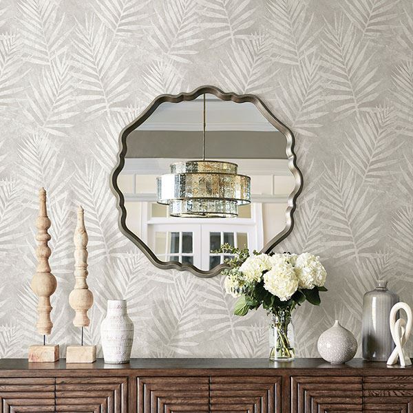 Amador Silver Palm Wallpaper - Brewster Wallcovering