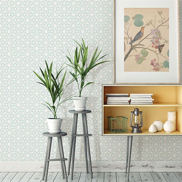 Prism Light Blue Geometric Wallpaper  | Brewster Wallcovering - The WorkRm