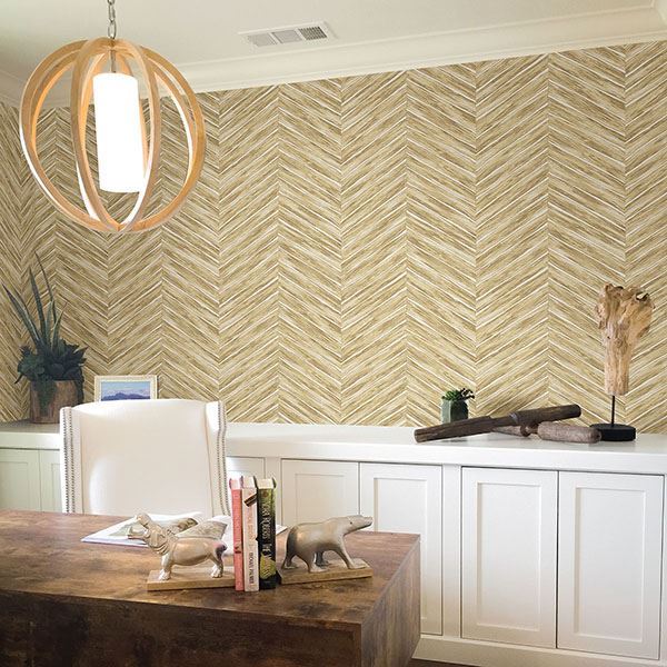 Pina Brown Chevron Weave Wallpaper - Brewster Wallcovering