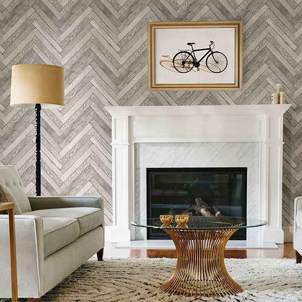 Altadena Light Grey Diagonal Wood Wallpaper - York Wallcoverings - 2767-23754 - York Wallcoverings Wallpaper