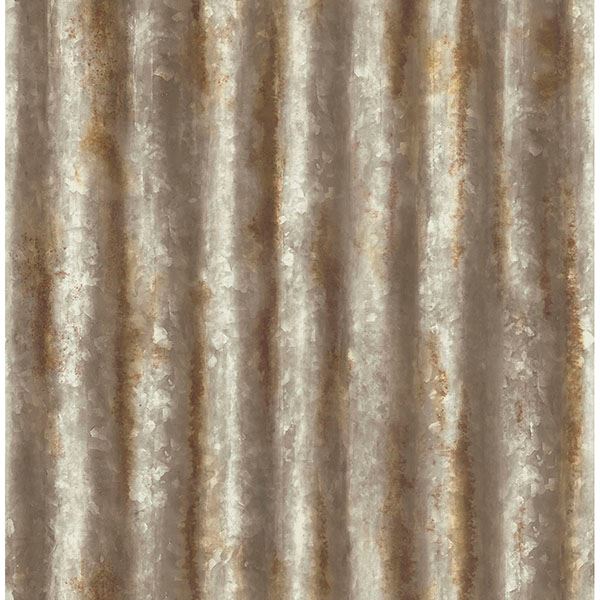 Brewster Wallcovering-Alloy Brass Corrugated Metal Wallpaper