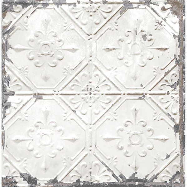 Brewster Wallcovering-Artisan White Tin Ceiling Wallpaper