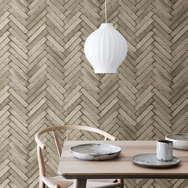 Arrow Neutral Diagonal Slate Wallpaper  | Brewster Wallcovering - The WorkRm