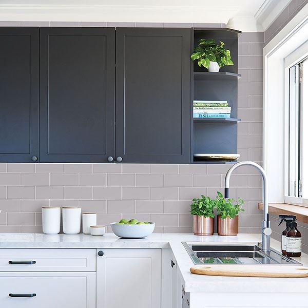 Galley Dark Grey Subway Tile Wallpaper - Brewster Wallcovering