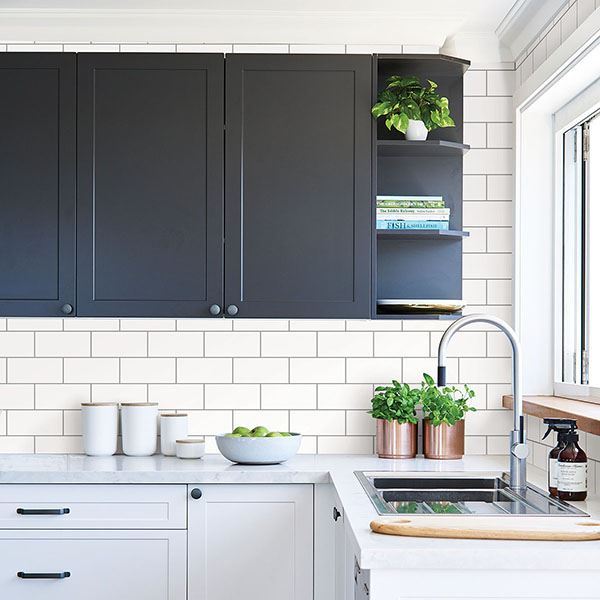 Galley Off-White Subway Tile Wallpaper  | Brewster Wallcovering - The WorkRm