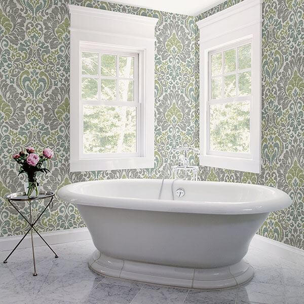 Garden of Eden Green Damask Wallpaper - York Wallcoverings - 2793-24733 - York Wallcoverings Wallpaper