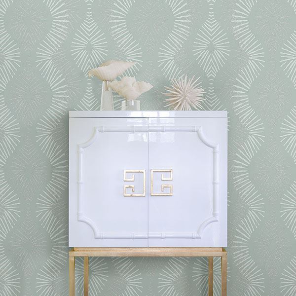 Feliz Seafoam Beaded Ogee Wallpaper  | Brewster Wallcovering - The WorkRm