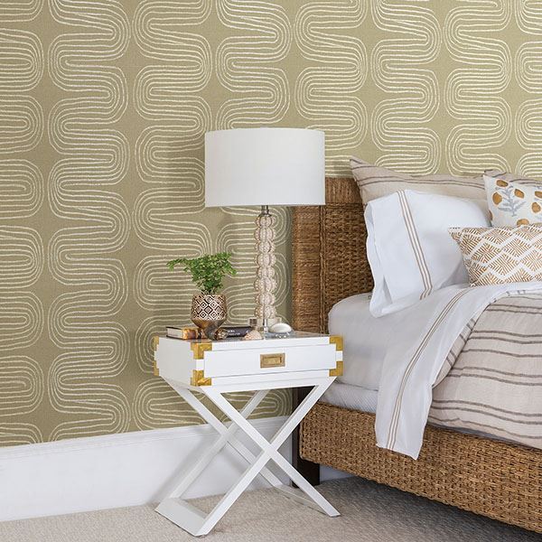 Zephyr Honey Abstract Stripe Wallpaper  | Brewster Wallcovering