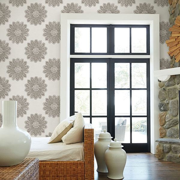 Sol Espresso Medallion Wallpaper  | Brewster Wallcovering - The WorkRm