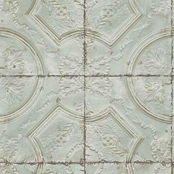 Susanna Teal Vintage Tin Tile Wallpaper - York Wallcoverings - 3115-12432