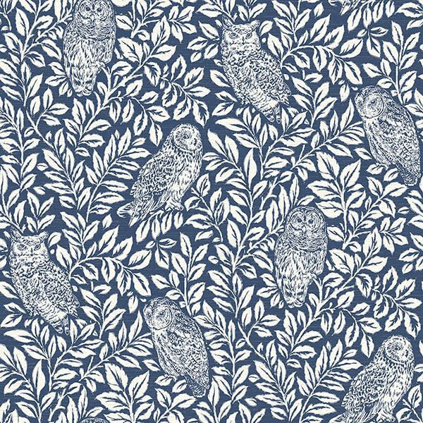 parliament-navy-owl-wallpaper-york-wallcoverings-3115-12412 - York Wallcoverings Papel pintado