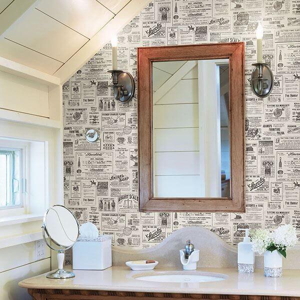 adamstown-black-newspaper-wallpaper-york-wallcoverings-3115-64272 - York Wallcoverings Wallpaper