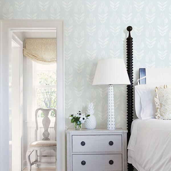 garland-light-blue-block-tulip-wallpaper-york-wallcoverings-3115-24470 - York Wallcoverings Wallpaper