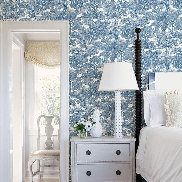 spinney-blue-toile-wallpaper-york-wallcoverings-3115-12543 - York Wallcoverings Wallpaper