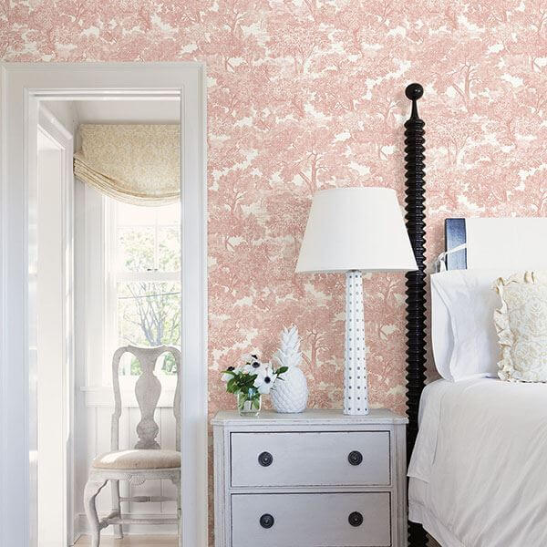 spinney-rose-rose-toile-wallpaper-york-wallcoverings-3115-12544 - York Wallcoverings Wallpaper