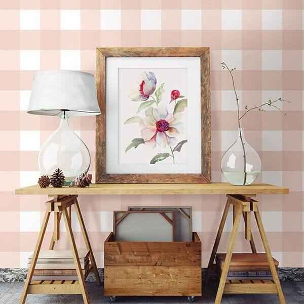 Amos Light Pink Gingham Wallpaper - York Wallcoverings - 3115-12534 - York Wallcoverings Wallpaper