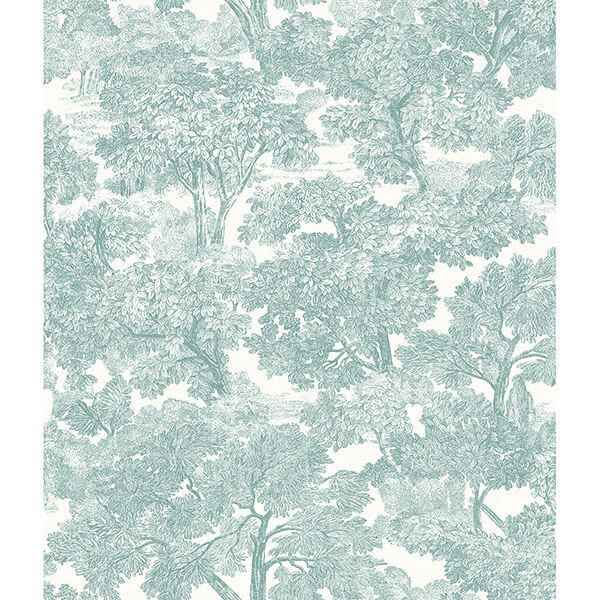 Spinney Teal Toile Wallpaper - York Wallcoverings - 3115-12545