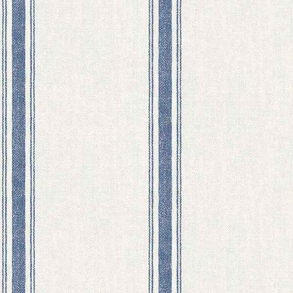 Linette Blue Fabric Stripe Wallpaper - York Wallcoverings - 3115-12462