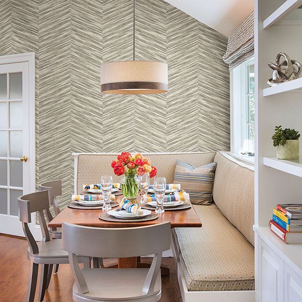 Aldie Beige Chevron Weave Wallpaper  | Brewster Wallcovering - The WorkRm