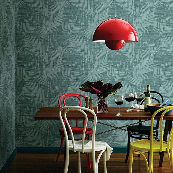 Motmot Turquoise Palm Wallpaper  | Brewster Wallcovering - The WorkRm