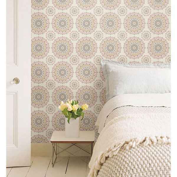 Priya Blush Medallion Wallpaper - York Wallcoverings - 2766-001805 - York Wallcoverings Wallpaper