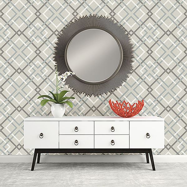 tuvalu-taupe-plaid-wallpaper-york-wallcoverings-2766-22649 - York Wallcoverings Papel pintado