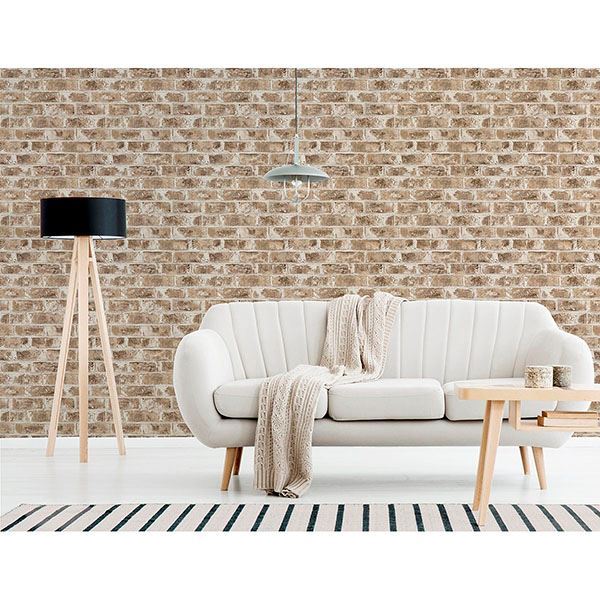 Jomax Neutral Warehouse Brick Wallpaper  | Brewster Wallcovering - The WorkRm