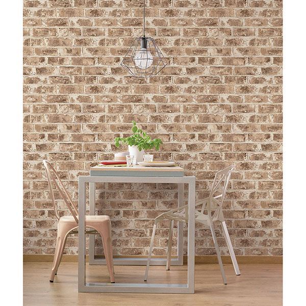 Jomax Neutral Warehouse Brick Wallpaper  | Brewster Wallcovering - The WorkRm