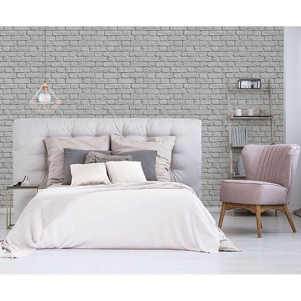 Cologne Grey Painted Brick Wallpaper  | Brewster Wallcovering - The WorkRm