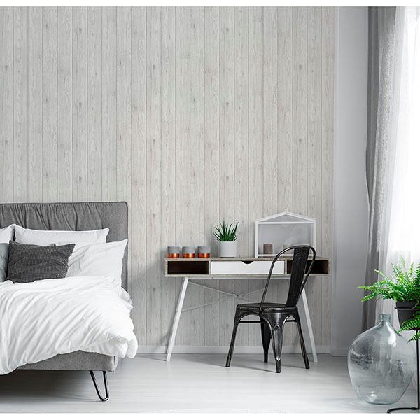 Mammoth White Lumber Wood Wallpaper  | Brewster Wallcovering - The WorkRm