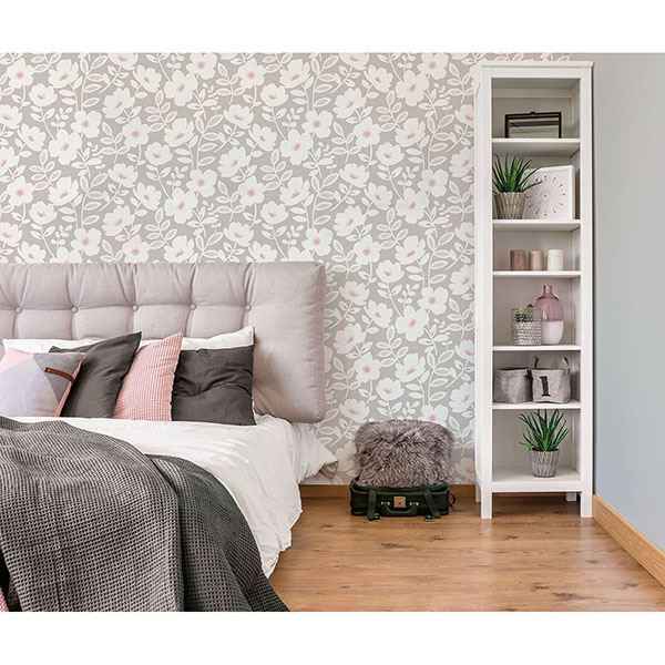 Bergman Pink Scandi Flower Wallpaper - York Wallcoverings - UW24772 - York Wallcoverings Wallpaper