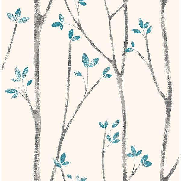 Ingrid Blue Scandi Tree Wallpaper - The WorkRm